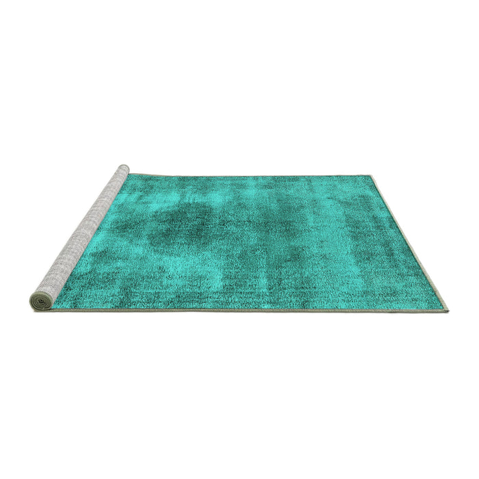 Sideview of Machine Washable Oriental Turquoise Industrial Area Rugs, wshurb1862turq