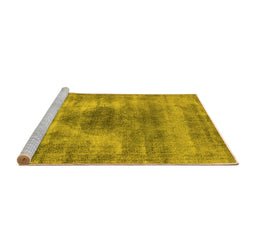 Sideview of Machine Washable Oriental Yellow Industrial Rug, wshurb1862yw