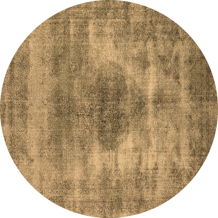 Round Machine Washable Oriental Brown Industrial Rug, wshurb1862brn