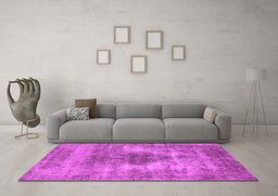 Machine Washable Oriental Pink Industrial Rug in a Living Room, wshurb1862pnk