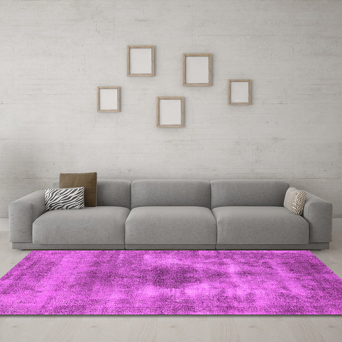 Machine Washable Oriental Pink Industrial Rug in a Living Room, wshurb1862pnk