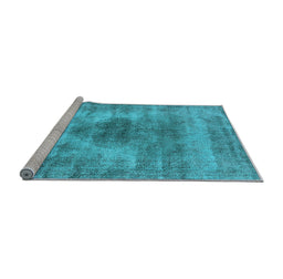 Sideview of Machine Washable Oriental Light Blue Industrial Rug, wshurb1862lblu