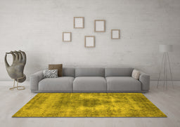 Machine Washable Oriental Yellow Industrial Rug in a Living Room, wshurb1862yw