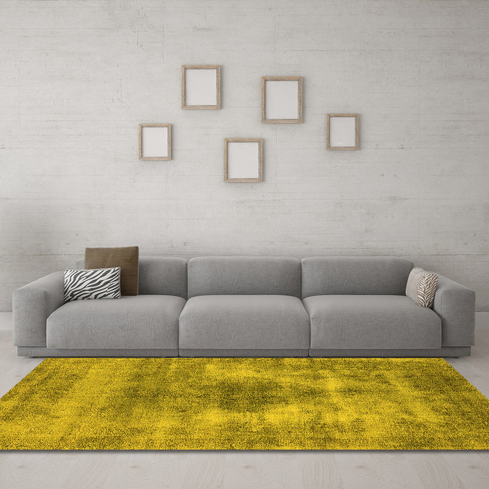 Machine Washable Oriental Yellow Industrial Rug in a Living Room, wshurb1862yw