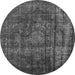 Round Machine Washable Oriental Gray Industrial Rug, wshurb1863gry