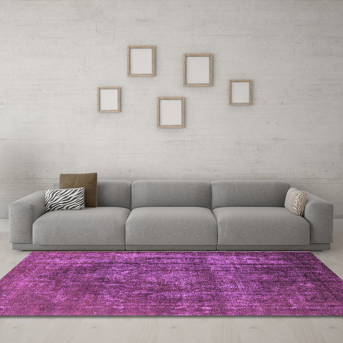 Machine Washable Oriental Purple Industrial Area Rugs in a Living Room, wshurb1863pur