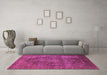 Machine Washable Oriental Pink Industrial Rug in a Living Room, wshurb1863pnk