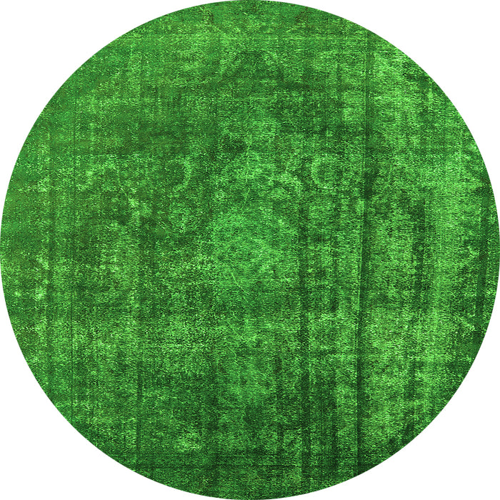 Round Oriental Green Industrial Rug, urb1863grn