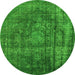 Round Oriental Green Industrial Rug, urb1863grn