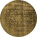 Round Oriental Brown Industrial Rug, urb1863brn