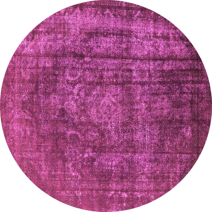 Round Machine Washable Oriental Pink Industrial Rug, wshurb1863pnk