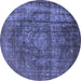 Round Oriental Blue Industrial Rug, urb1863blu