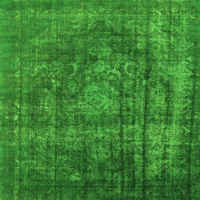 Square Machine Washable Oriental Green Industrial Area Rugs, wshurb1863grn