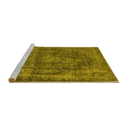 Sideview of Machine Washable Oriental Yellow Industrial Rug, wshurb1863yw