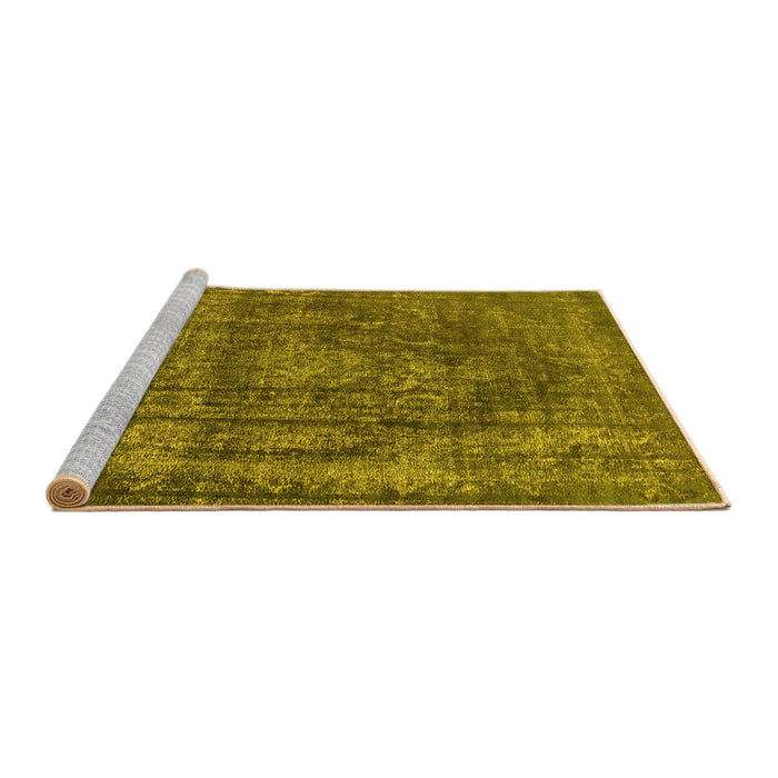 Sideview of Machine Washable Oriental Yellow Industrial Rug, wshurb1863yw