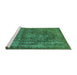 Sideview of Machine Washable Oriental Turquoise Industrial Area Rugs, wshurb1863turq