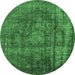 Round Oriental Emerald Green Industrial Rug, urb1863emgrn