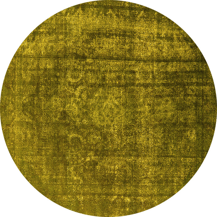 Round Oriental Yellow Industrial Rug, urb1863yw