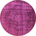 Round Oriental Pink Industrial Rug, urb1863pnk