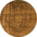 Round Machine Washable Oriental Orange Industrial Area Rugs, wshurb1863org