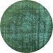 Round Oriental Light Blue Industrial Rug, urb1863lblu