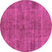 Round Oriental Purple Industrial Rug, urb1864pur