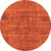 Round Machine Washable Oriental Orange Industrial Area Rugs, wshurb1864org