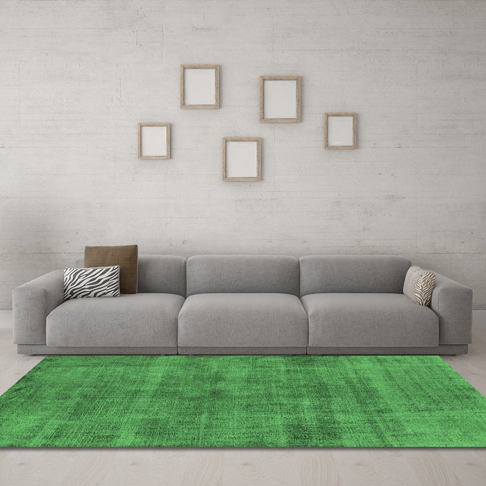 Machine Washable Oriental Emerald Green Industrial Area Rugs in a Living Room,, wshurb1864emgrn