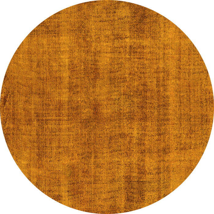 Round Oriental Yellow Industrial Rug, urb1864yw