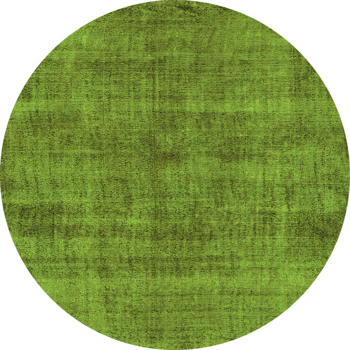 Round Machine Washable Oriental Green Industrial Area Rugs, wshurb1864grn