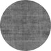 Round Machine Washable Oriental Gray Industrial Rug, wshurb1864gry