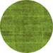 Round Oriental Green Industrial Rug, urb1864grn