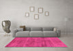 Machine Washable Oriental Pink Industrial Rug in a Living Room, wshurb1864pnk