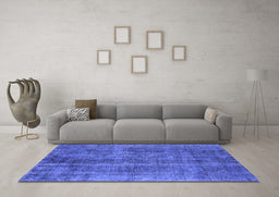 Machine Washable Oriental Blue Industrial Rug in a Living Room, wshurb1865blu