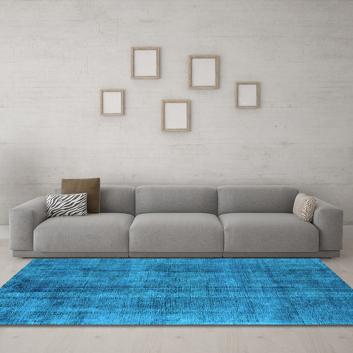 Machine Washable Oriental Light Blue Industrial Rug in a Living Room, wshurb1865lblu