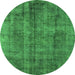 Round Oriental Green Industrial Rug, urb1865grn