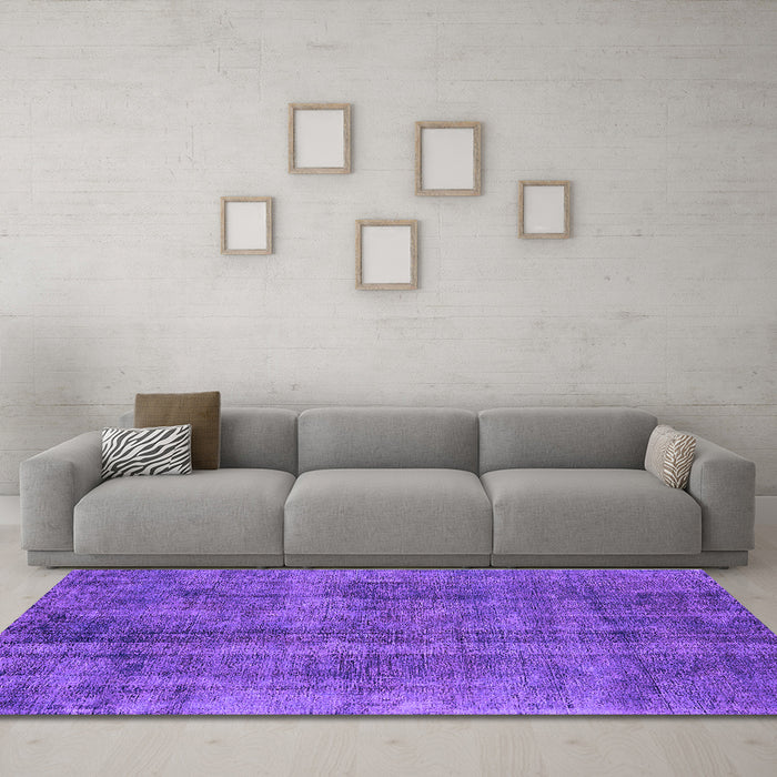 Machine Washable Oriental Purple Industrial Area Rugs in a Living Room, wshurb1865pur