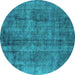 Round Oriental Turquoise Industrial Rug, urb1865turq