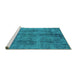 Sideview of Machine Washable Oriental Turquoise Industrial Area Rugs, wshurb1865turq