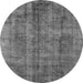 Round Machine Washable Oriental Gray Industrial Rug, wshurb1865gry