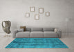 Machine Washable Oriental Turquoise Industrial Area Rugs in a Living Room,, wshurb1865turq