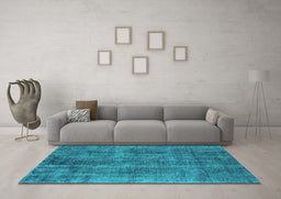 Machine Washable Oriental Turquoise Industrial Area Rugs in a Living Room,, wshurb1865turq