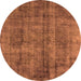 Round Oriental Orange Industrial Rug, urb1865org