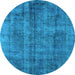 Round Oriental Light Blue Industrial Rug, urb1865lblu