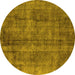 Round Machine Washable Oriental Yellow Industrial Rug, wshurb1865yw