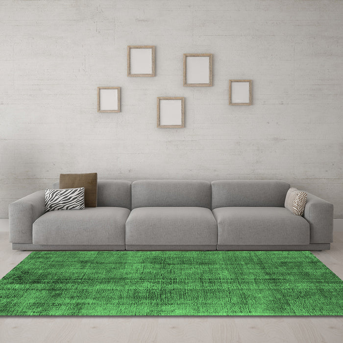 Machine Washable Oriental Emerald Green Industrial Area Rugs in a Living Room,, wshurb1865emgrn