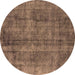 Round Oriental Brown Industrial Rug, urb1865brn