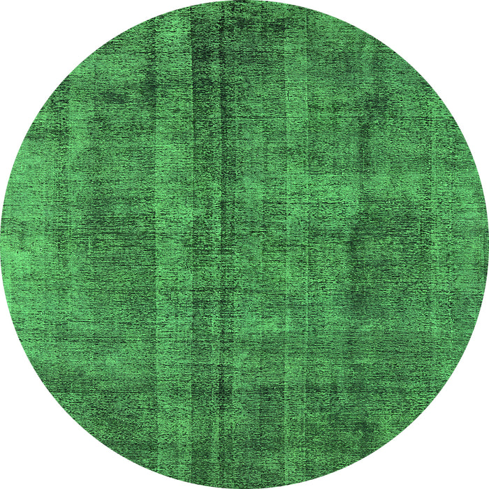 Round Machine Washable Oriental Green Industrial Area Rugs, wshurb1865grn