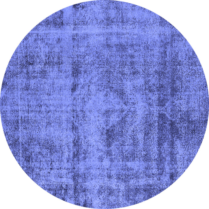 Round Oriental Blue Industrial Rug, urb1866blu