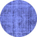 Round Oriental Blue Industrial Rug, urb1866blu